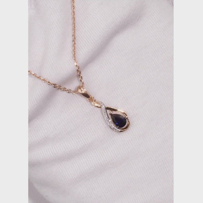 Pear Rose Gold pendant necklace with sapphires and diamonds