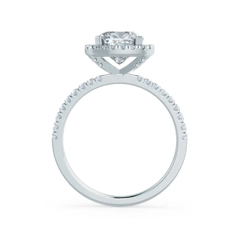 Cushion cut Natural Diamond White Gold Halo Ring 0.33ct - cushionblue