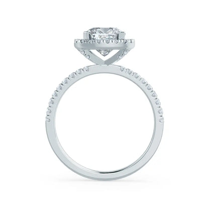 Cushion cut Natural Diamond White Gold Halo Ring 0.33ct - cushionblue