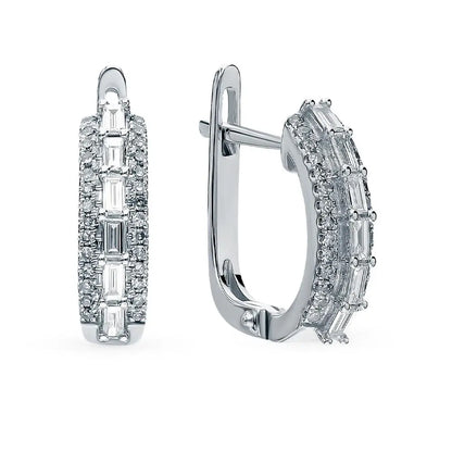 White Gold Latch back earrings with diamonds(0.48 ct) - cushionblue