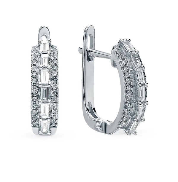 White Gold Latch back earrings with diamonds(0.48 ct) - cushionblue