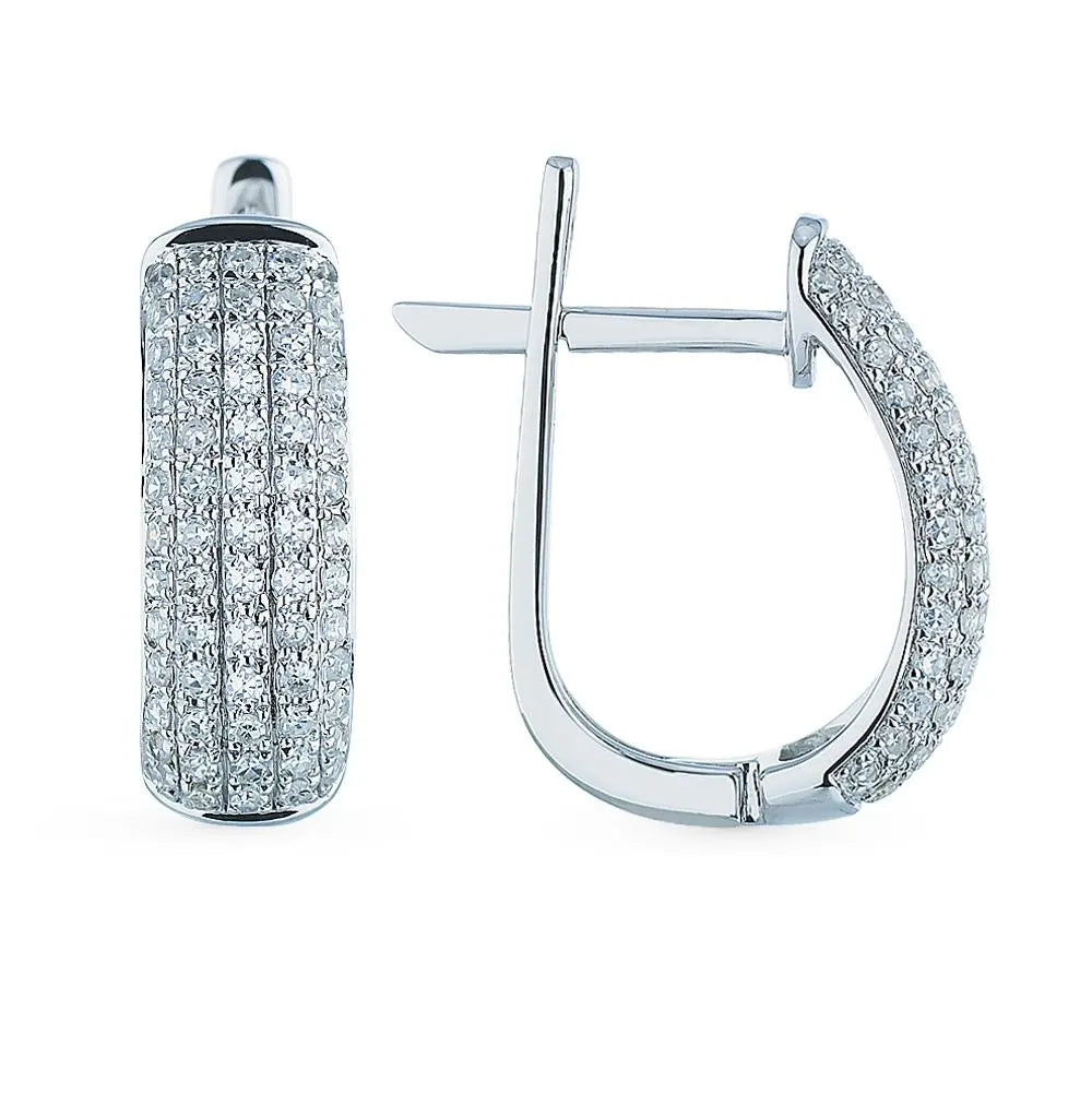White Gold Latch back earrings with diamonds(0.42 ct) - cushionblue