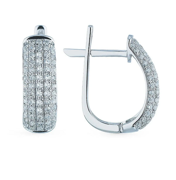 White Gold Latch back earrings with diamonds(0.42 ct) - cushionblue
