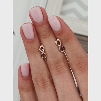 Rose Gold Latch back earrings with diamonds(0.02ct)