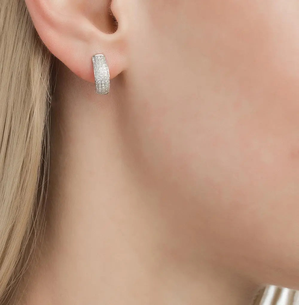 White Gold Latch back earrings with diamonds(0.42 ct) - cushionblue