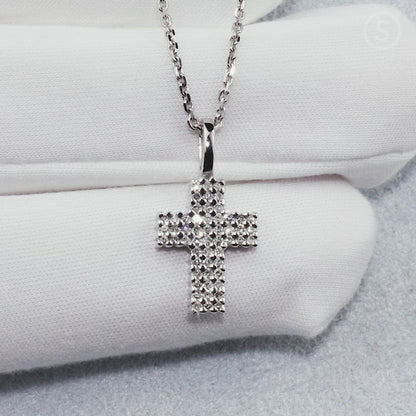 Diamond with White Gold Cross pendant necklace