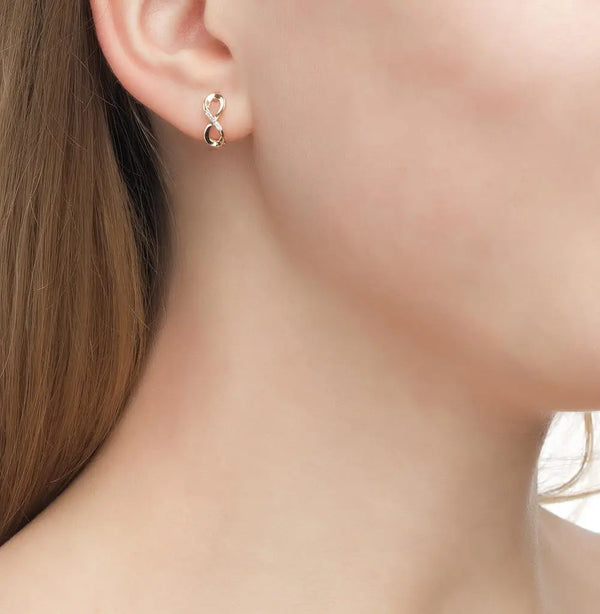 Rose Gold Latch back earrings with diamonds(0.02 ct) - cushionblue