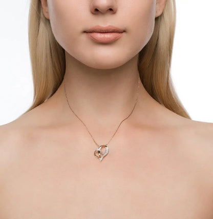 Heart shape Rose Gold pendant necklace with diamonds - cushionblue