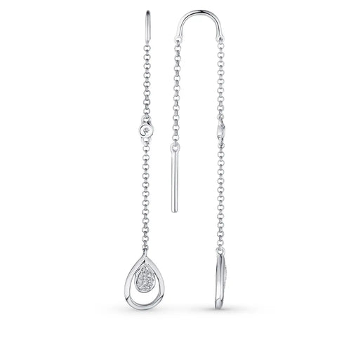 White Gold String earrings with diamonds - cushionblue