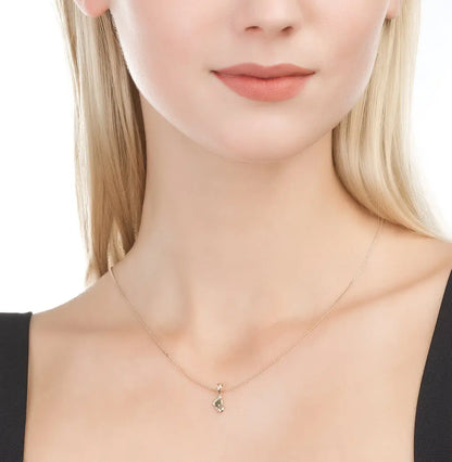 Diamond with Rose Gold footprint pendant necklace - cushionblue