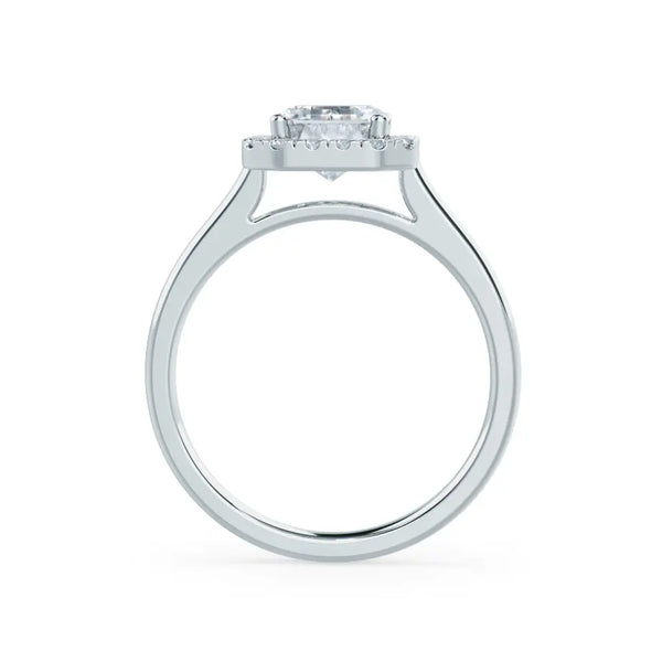 Emerald Cut Natural Diamond Platinum Halo Ring (1.75ct) - cushionblue