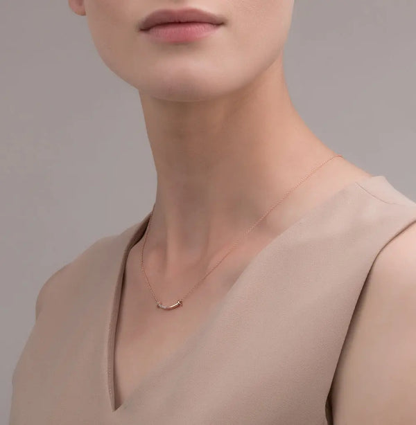 Two Tone Gold Necklace with diamonds - cushionblue