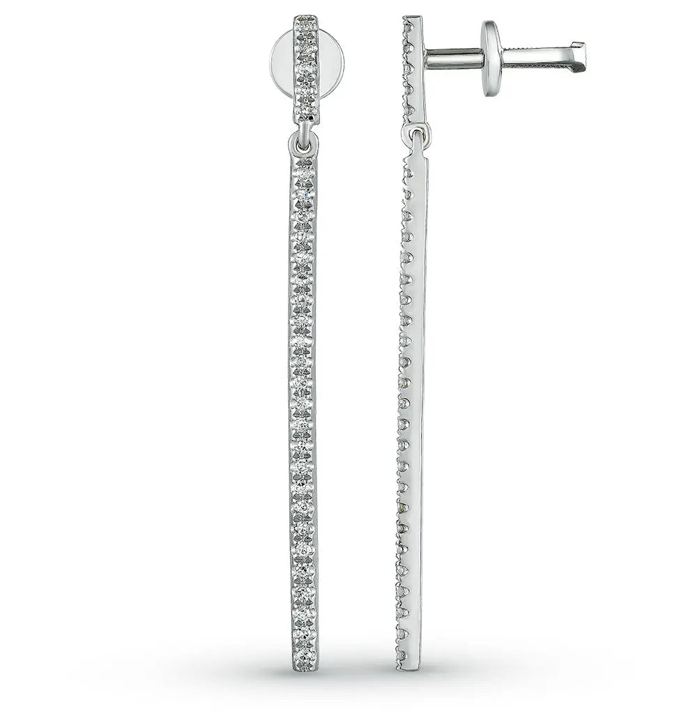 White Gold Studs with screws earrings with diamonds(0.16ct) Cushionblue