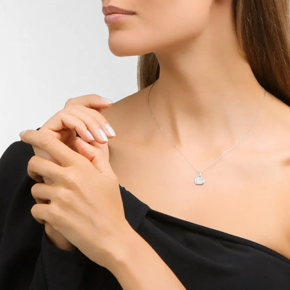 White Gold Heart pendant necklace with diamonds - cushionblue
