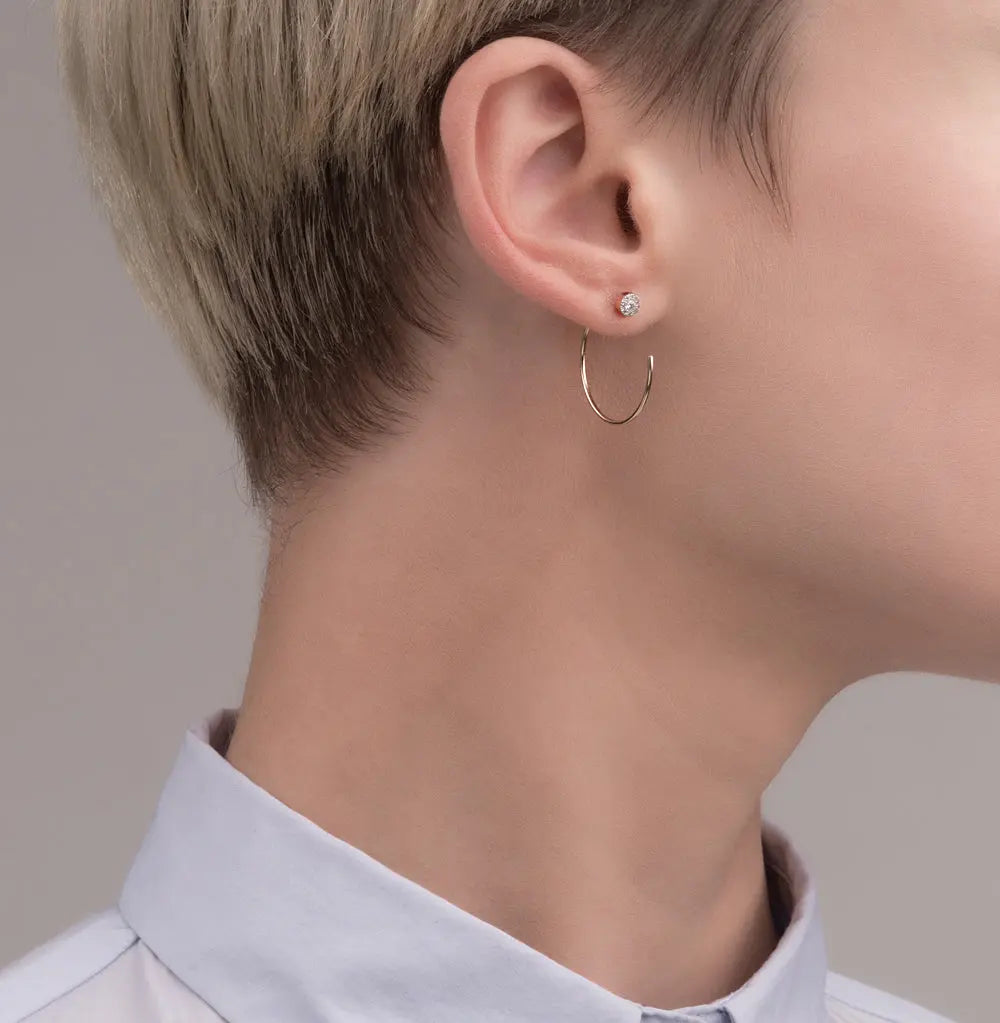 Rose Gold Simple string earrings with diamonds - cushionblue