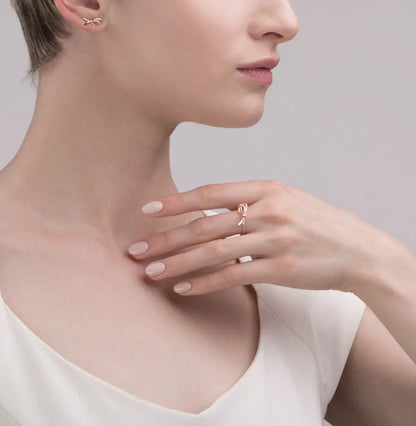 Rose Gold Unique design Studs with screws earrings with diamonds Cushionblue