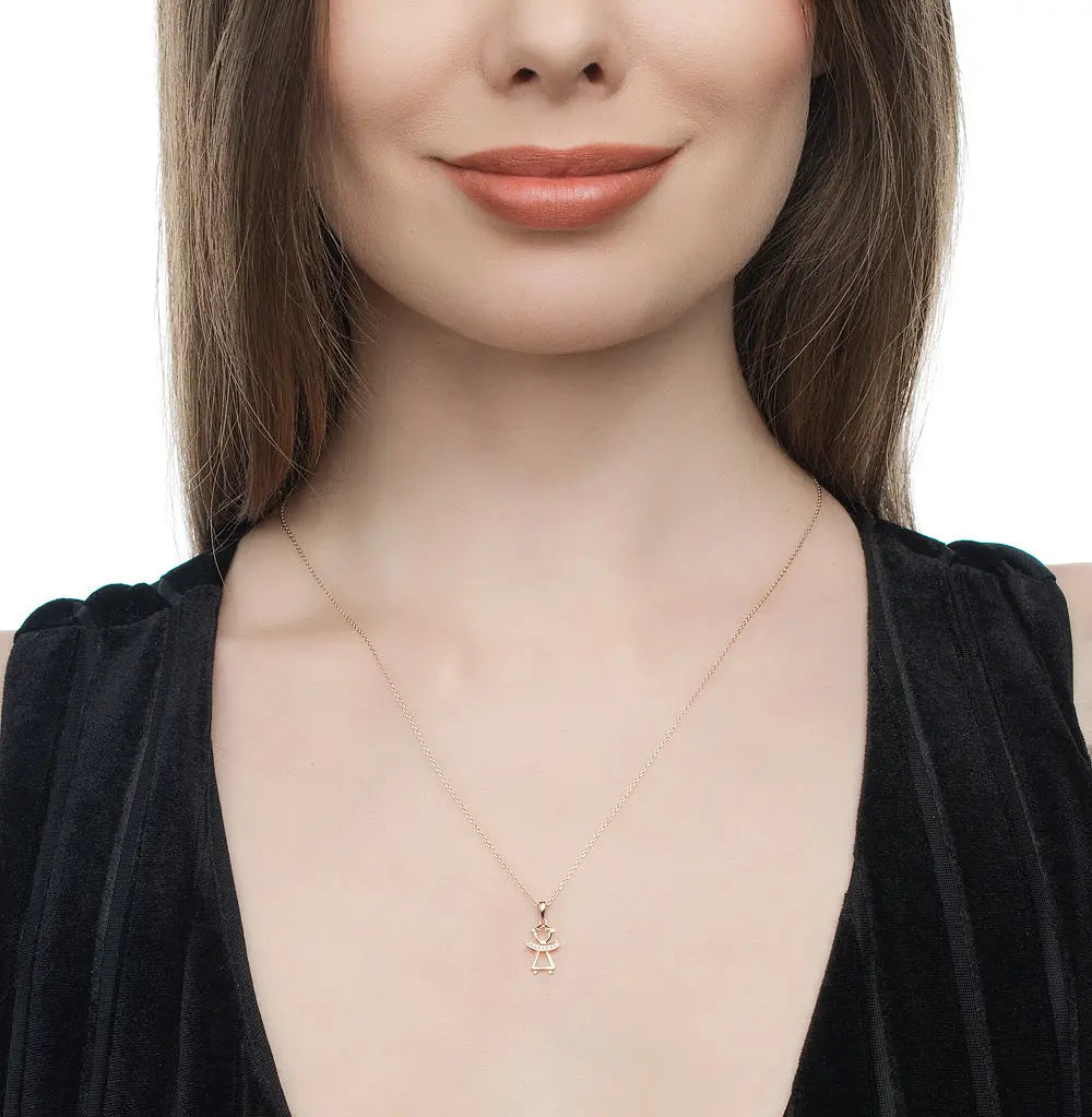 Rose Gold Unique pendant necklace with diamonds - cushionblue