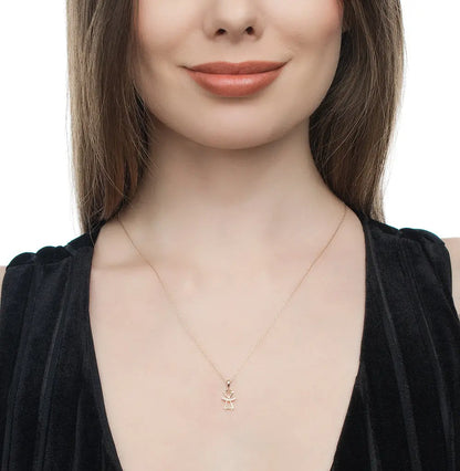 Rose Gold Unique pendant necklace with diamonds - cushionblue