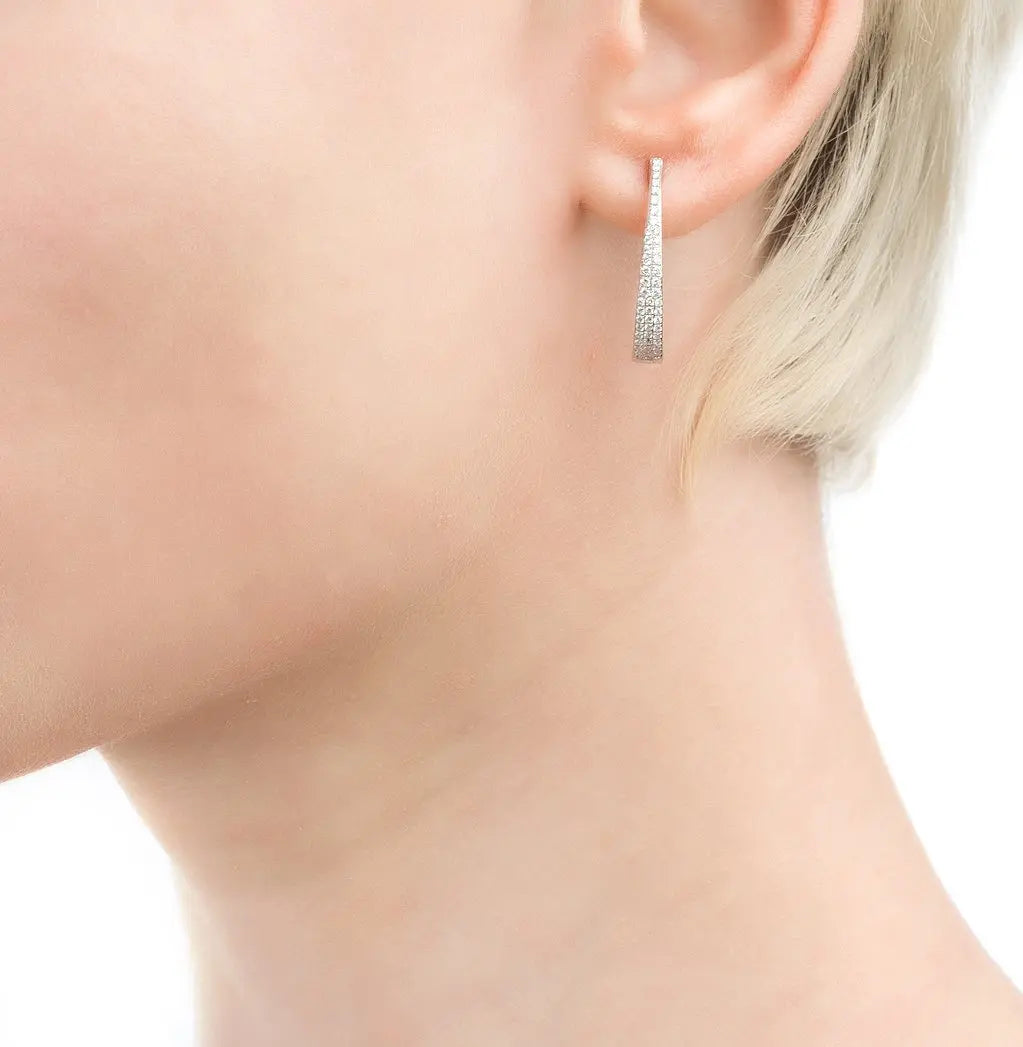 White Gold Huggie earrings with diamonds(0.45) - cushionblue