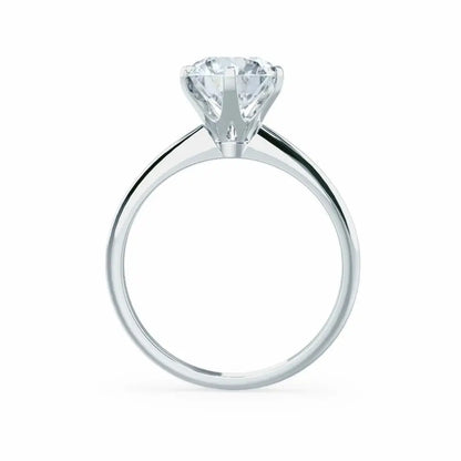 6 Prong Knife Edge Round Cut Natural Diamond Solitaire White Gold Ring - cushionblue
