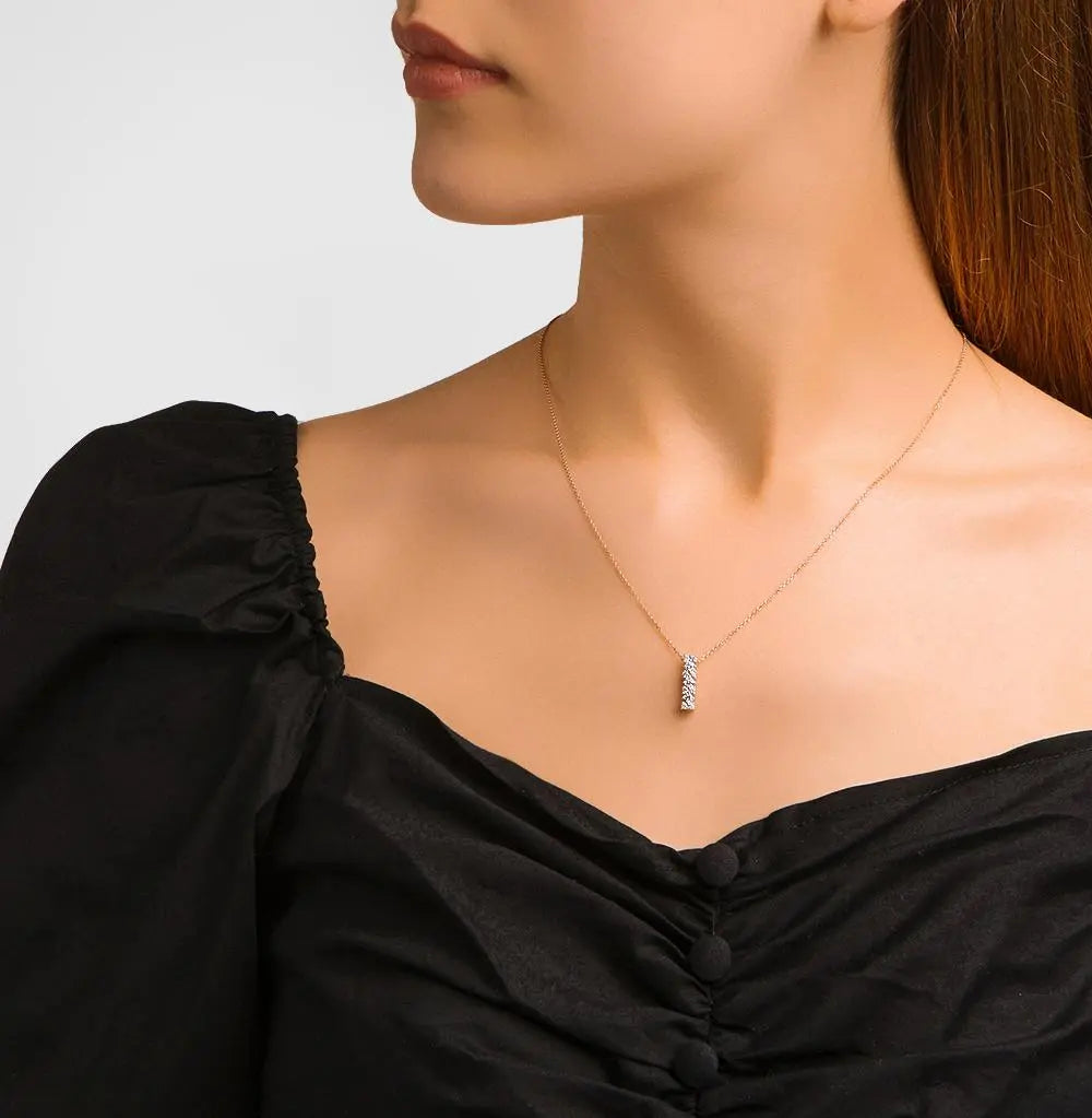 Diamond with Rose Gold pendant necklace - cushionblue