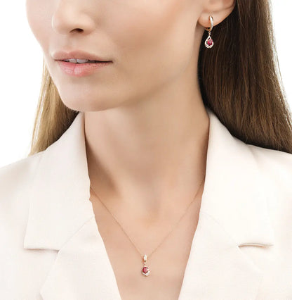 Rose Gold Oval pendant necklace with diamonds - cushionblue