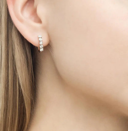Rose Gold Latch back earrings with diamonds(0.08 ct) - cushionblue