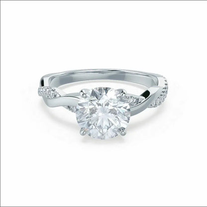 Round Brilliant Cut White Gold Twist Bridal Set Ring - cushionblue