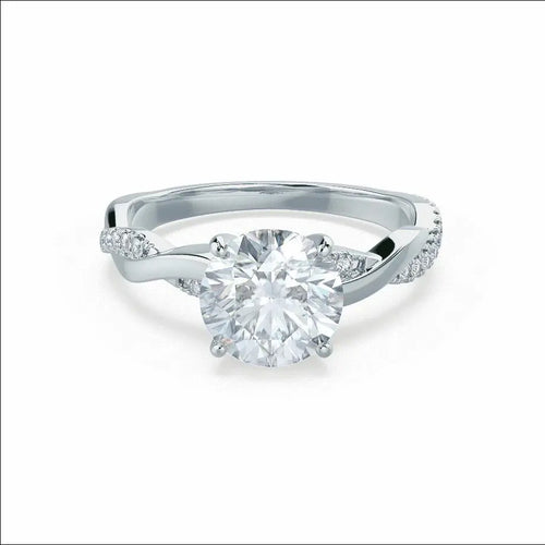 Round Brilliant Cut White Gold Twist Bridal Set Ring - cushionblue