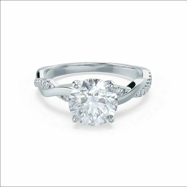 Round Brilliant Cut White Gold Twist Bridal Set Ring - cushionblue