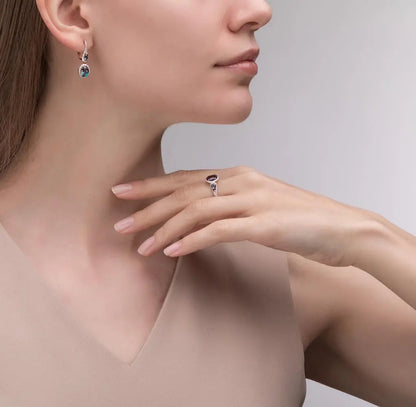 Rose Gold Latch back earrings with Oval cut Alexandrite and diamonds - cushionblue