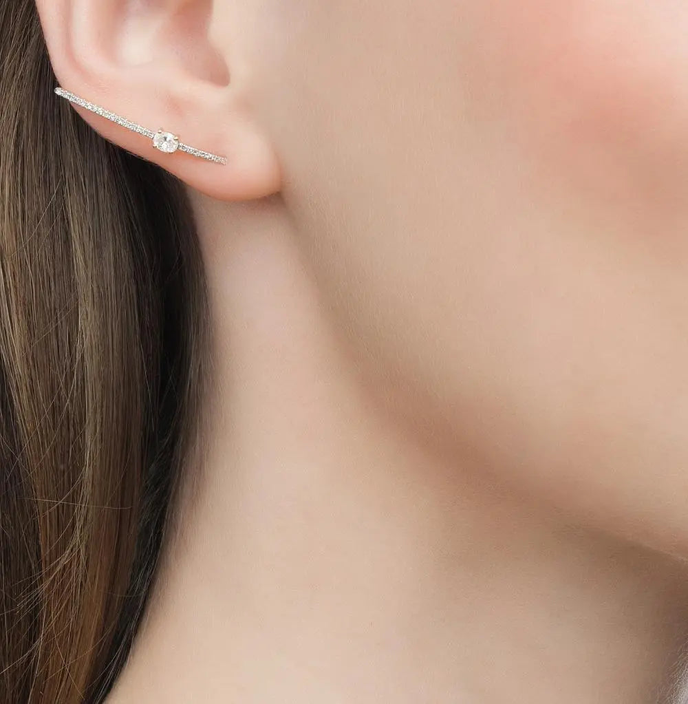 Rose Gold Ear cuffs earrings with diamonds(0.29 ct, 0.19 ct) - cushionblue