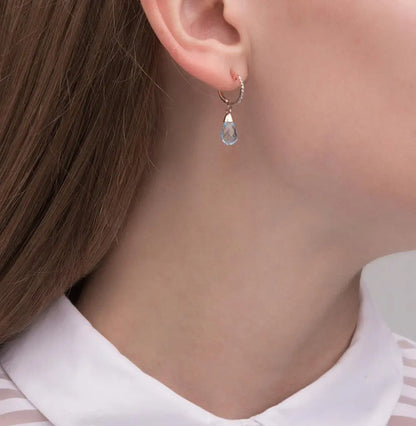 Rose Gold Latch back earrings with Topaz and diamond - cushionblue