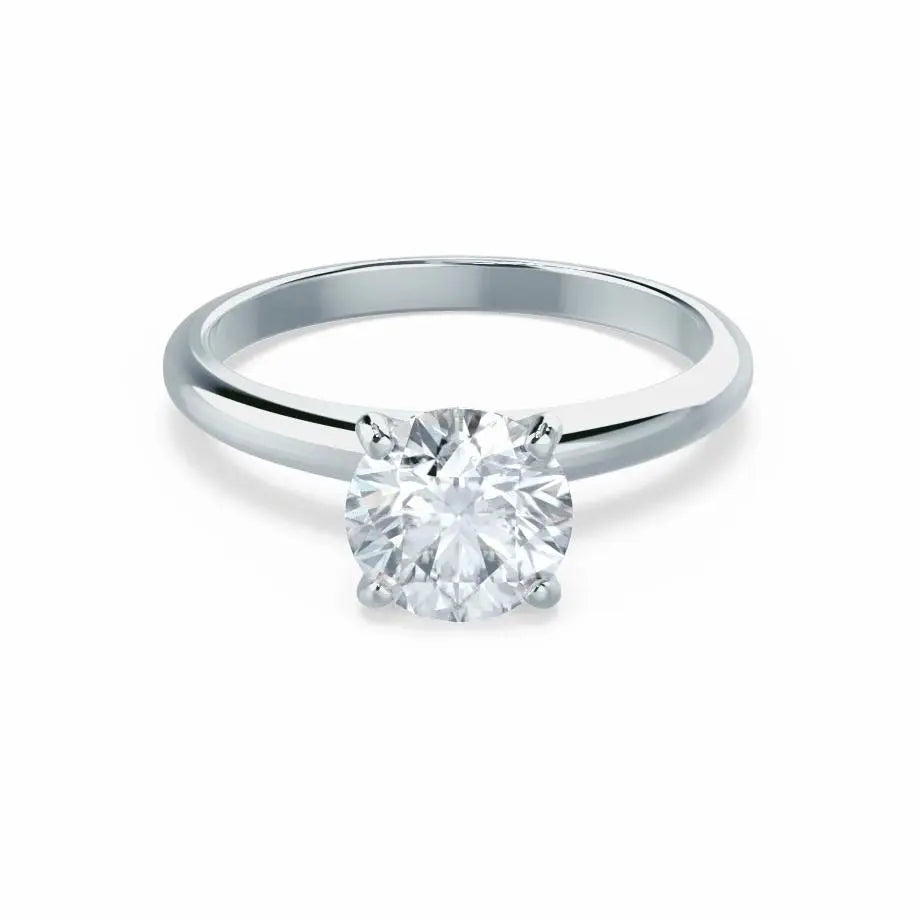 White Gold Round Brilliant Cut Bridal Set Ring - cushionblue