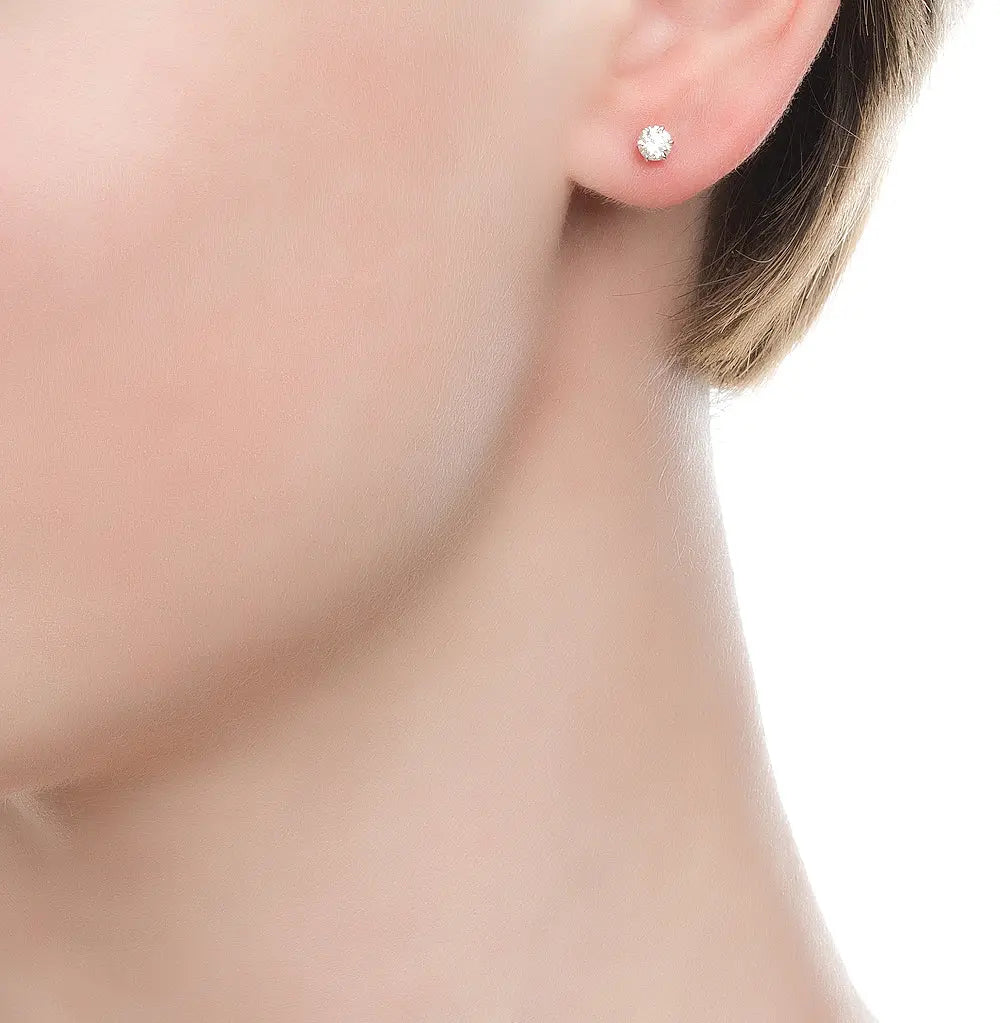 White Gold Studs with screws earrings with Round cut diamonds(0.47ct) Cushionblue
