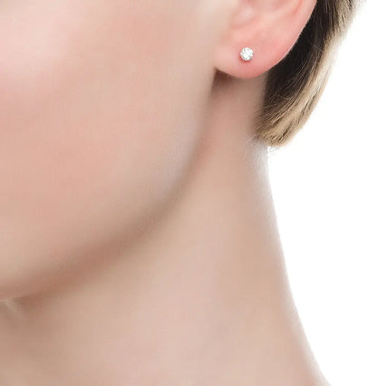 White Gold Studs with screws earrings with Round cut diamonds(0.47ct) Cushionblue