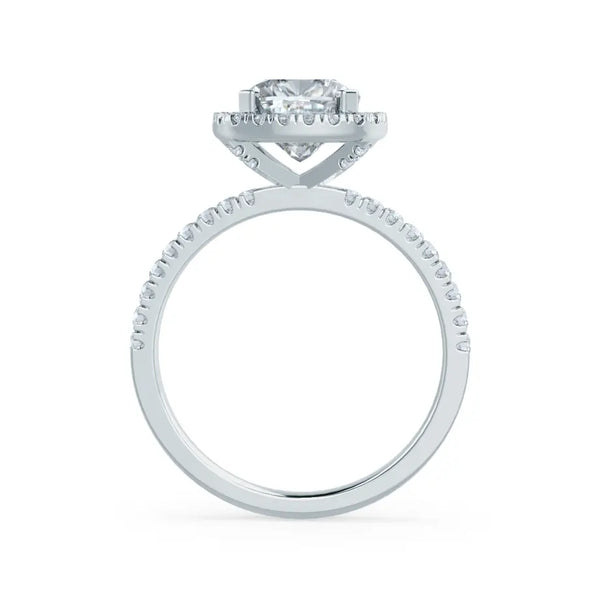 Cushion cut Natural Diamond Platinum Halo Ring 0.33ct - cushionblue
