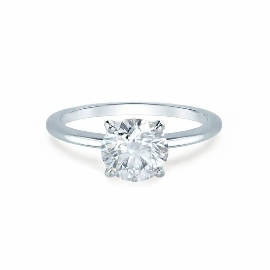 White Gold plain mount Petite Bridal Set Ring - cushionblue