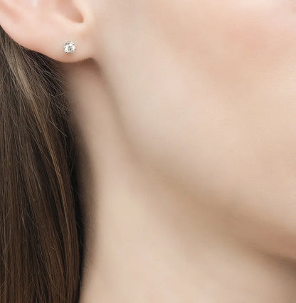 White Gold Studs with screws earrings with diamonds(0.34ct) Cushionblue