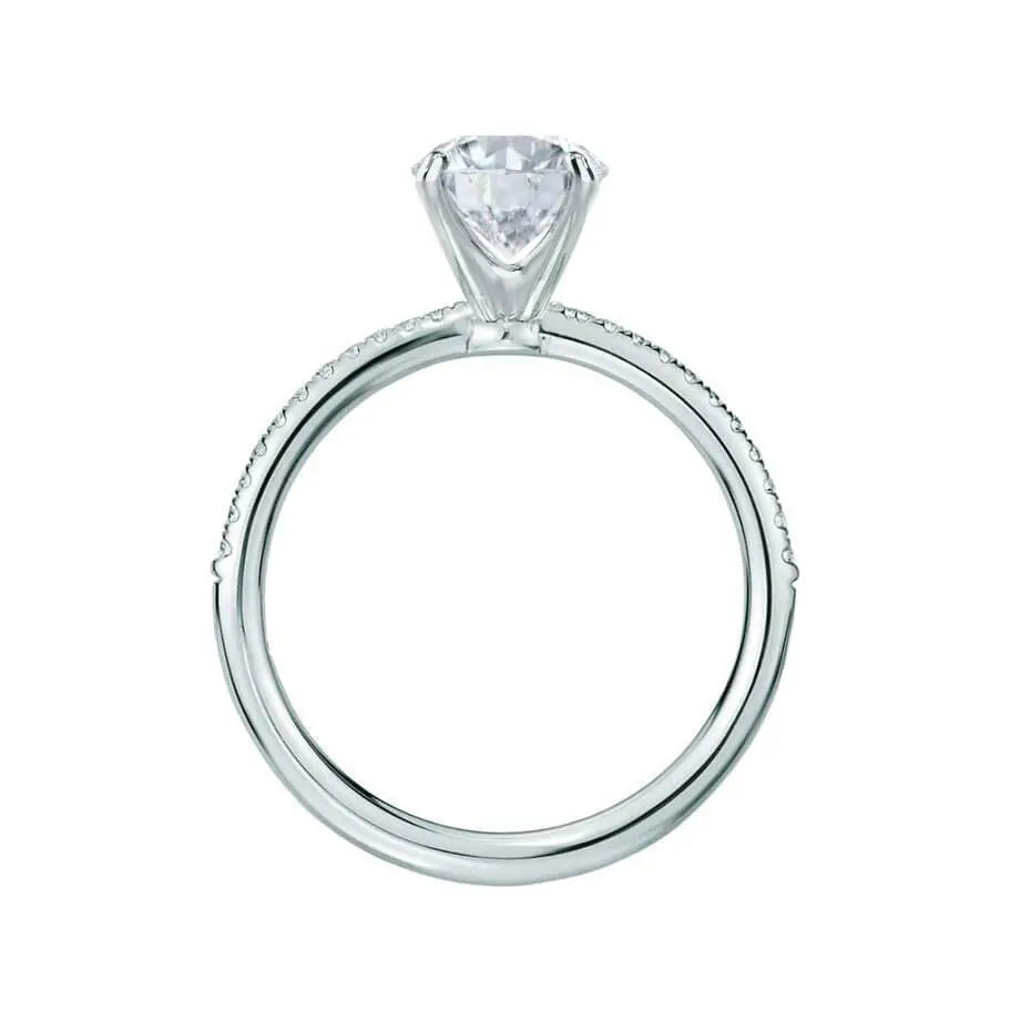 Asscher Cut White Gold Petite Pavé Shoulder Set Solitaire Ring - cushionblue