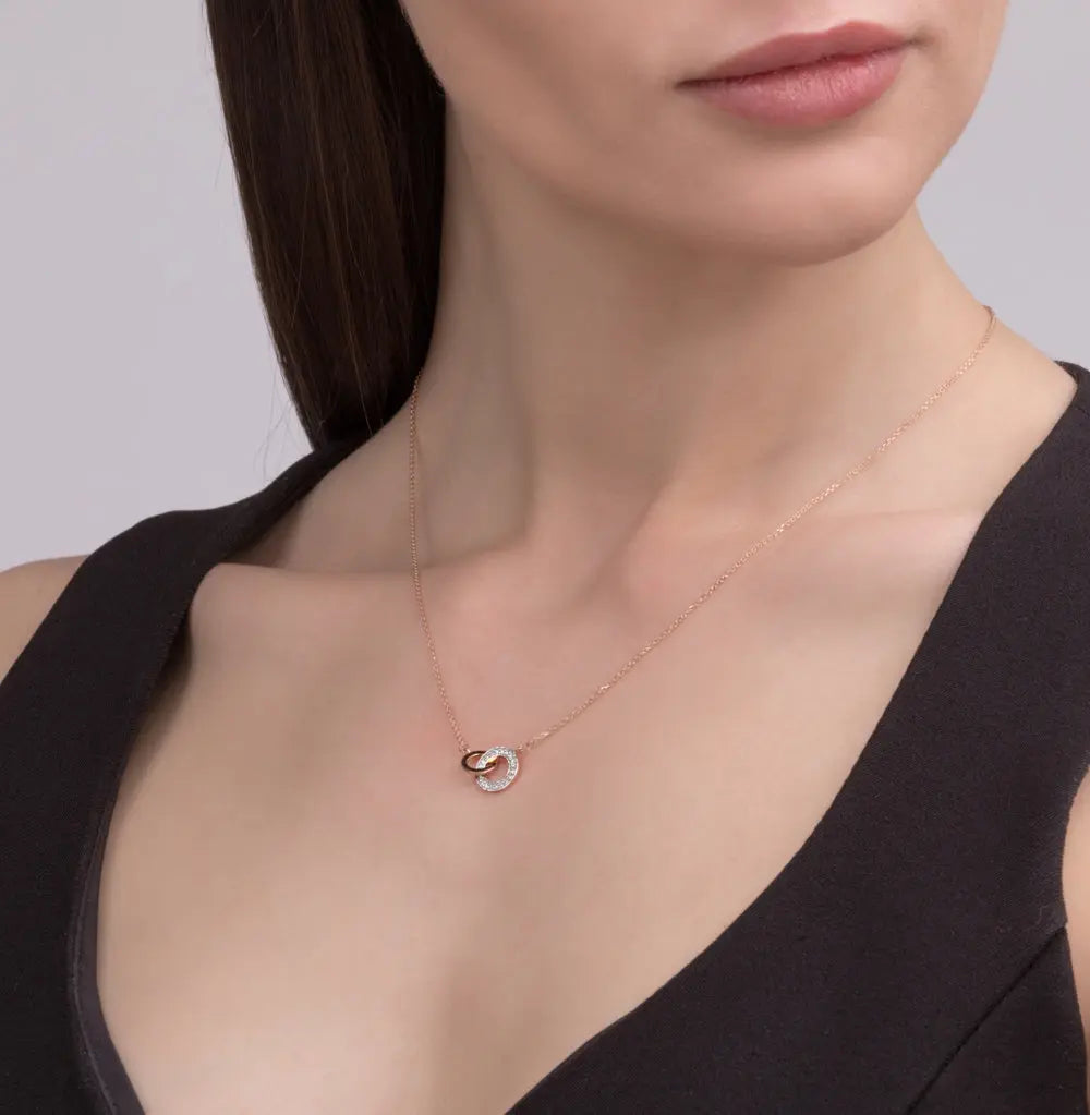 Double Round Diamond Rose Gold pendant necklace Cushionblue