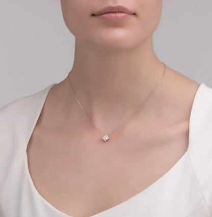 White Gold pendant necklace with diamonds - cushionblue
