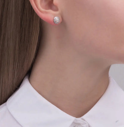 Rose Gold Unique design Studs with screws earrings with diamonds(0.27ct) Cushionblue