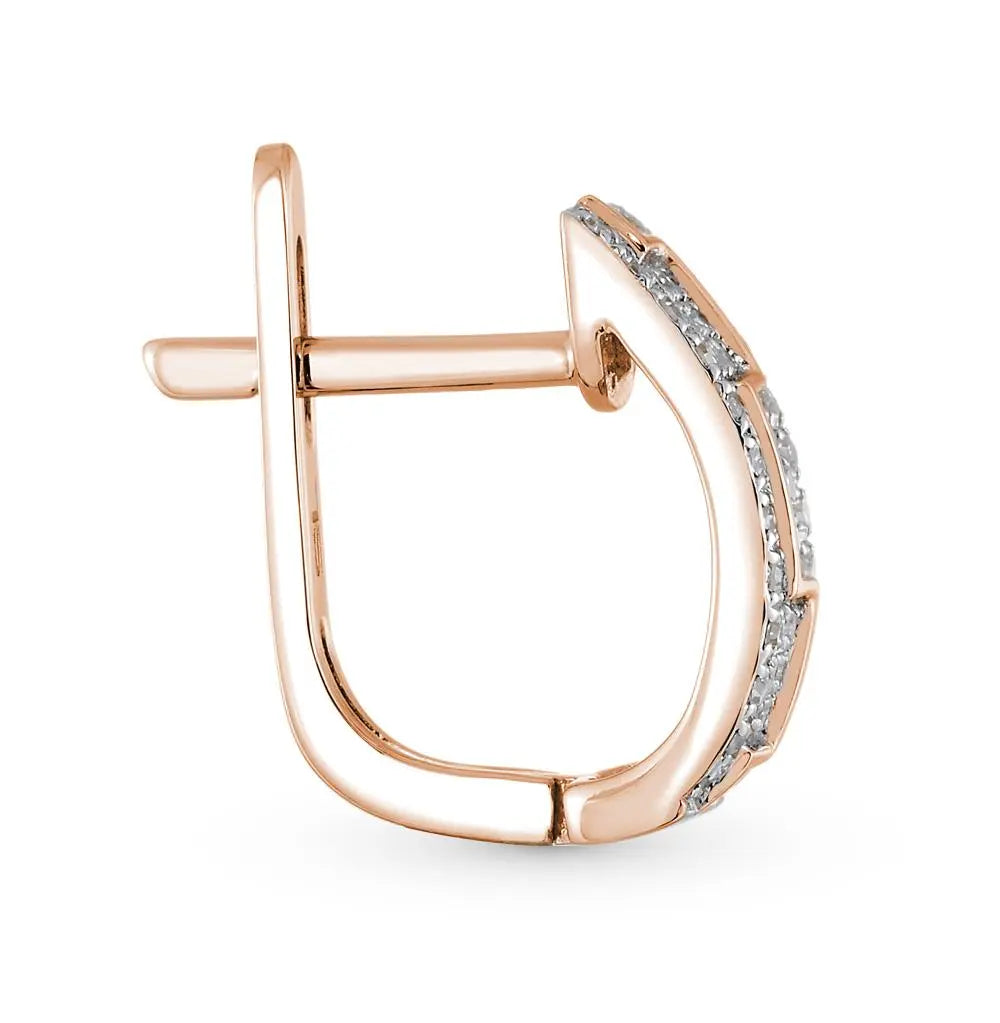 Rose Gold Latch back earrings with diamond( 0.15 ct) - cushionblue