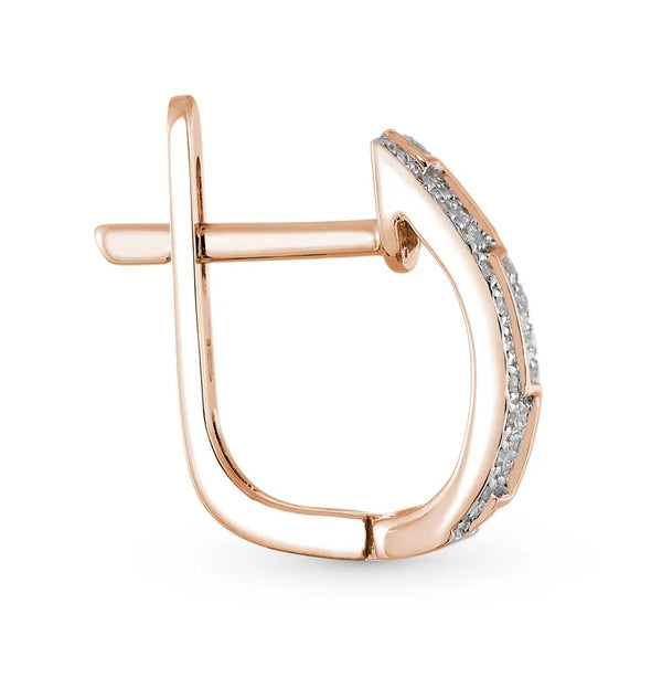 Rose Gold Latch back earrings with diamond( 0.15 ct) - cushionblue