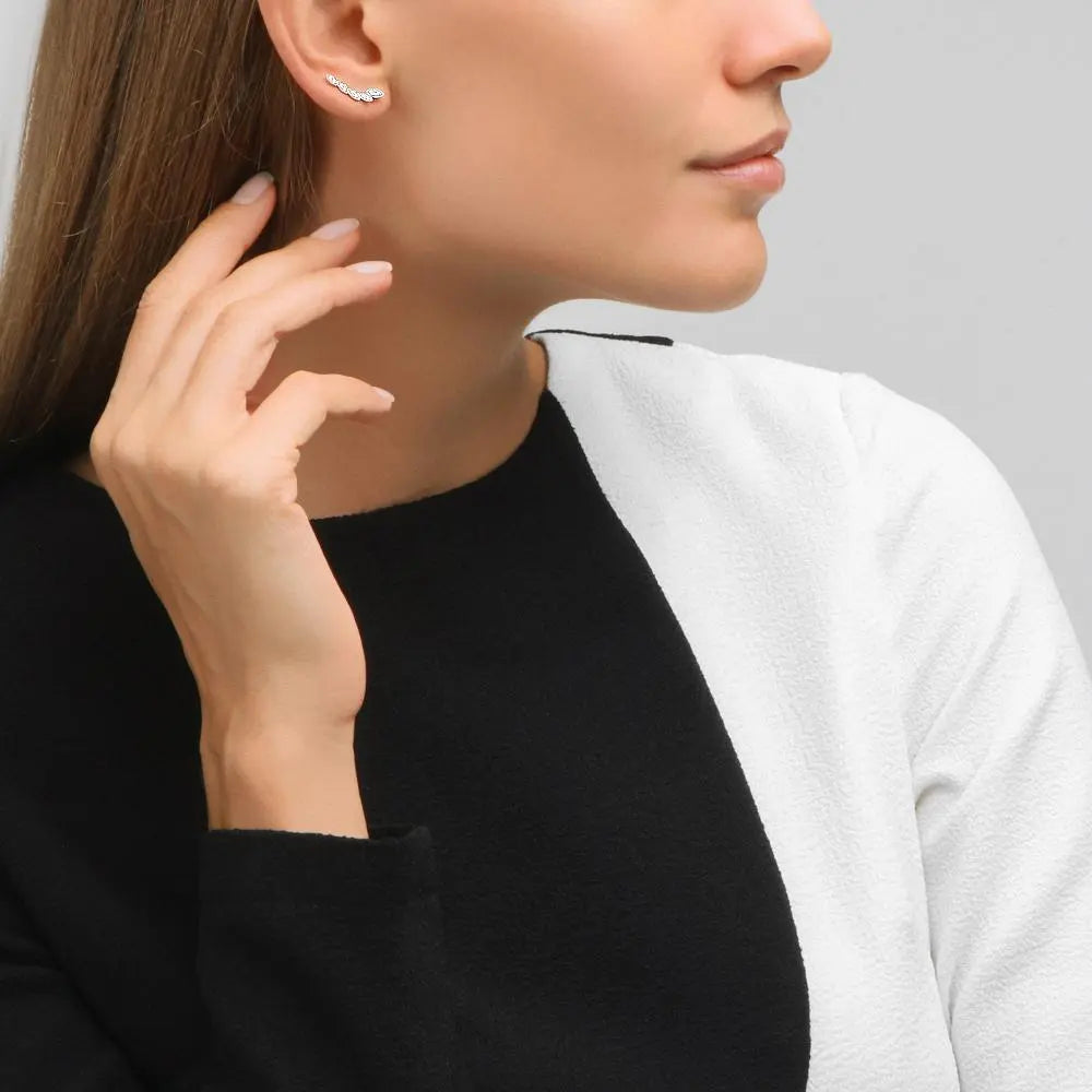 White Gold Ear cuffs earrings with diamonds(0.20 ct) - cushionblue