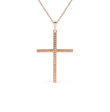 Diamond with Simple Rose Gold Cross pendant necklace - cushionblue