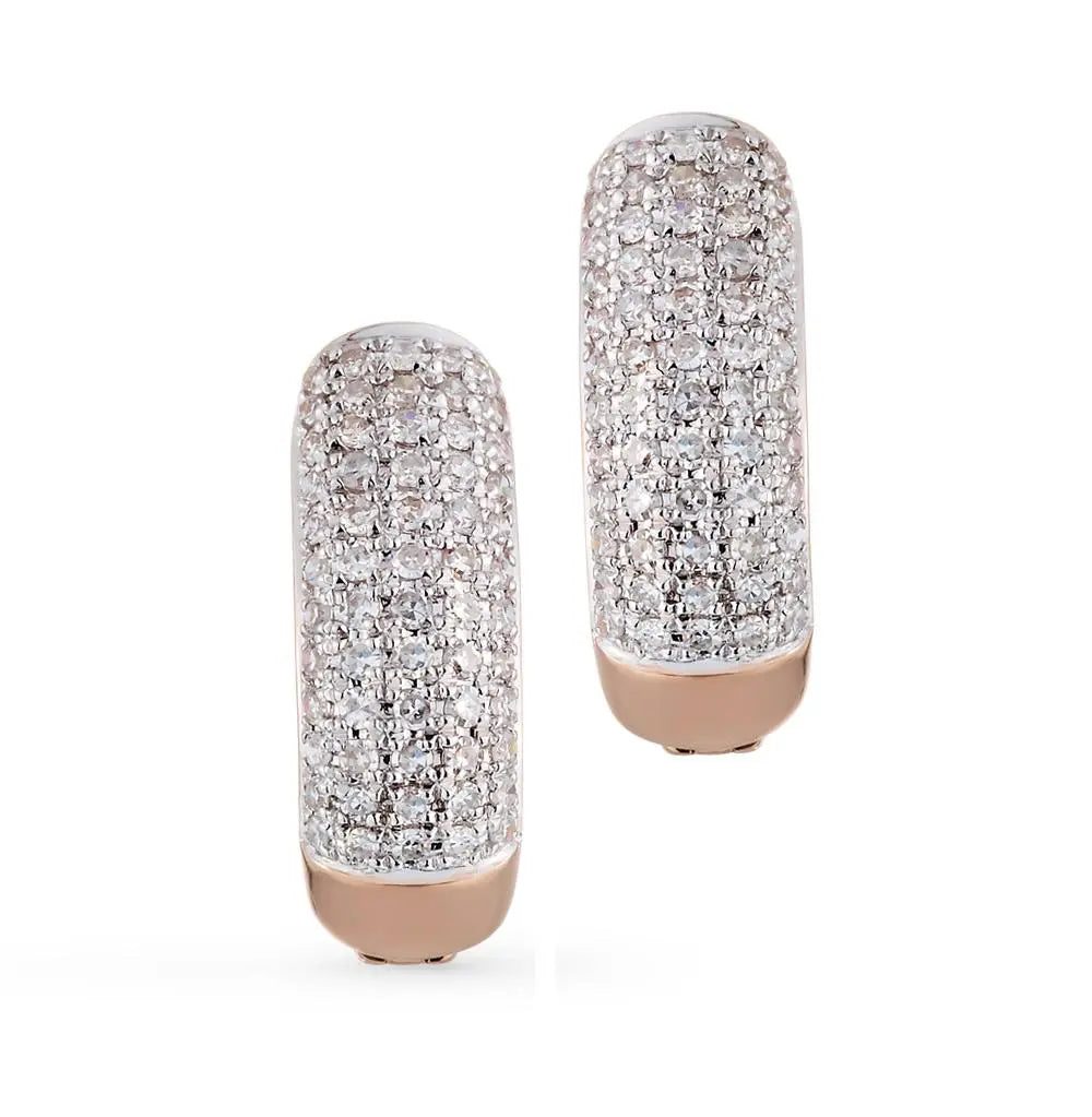 Rose Gold Latch back earrings with diamonds(0.09 ct, 0.72 ct) - cushionblue