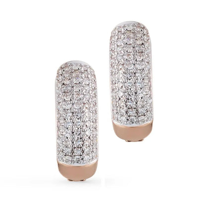 Rose Gold Latch back earrings with diamonds(0.09 ct, 0.72 ct) - cushionblue