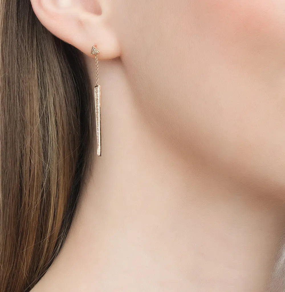 Rose Gold Unique design Studs with screws earrings with diamonds(0.21ct, 0.23ct) Cushionblue